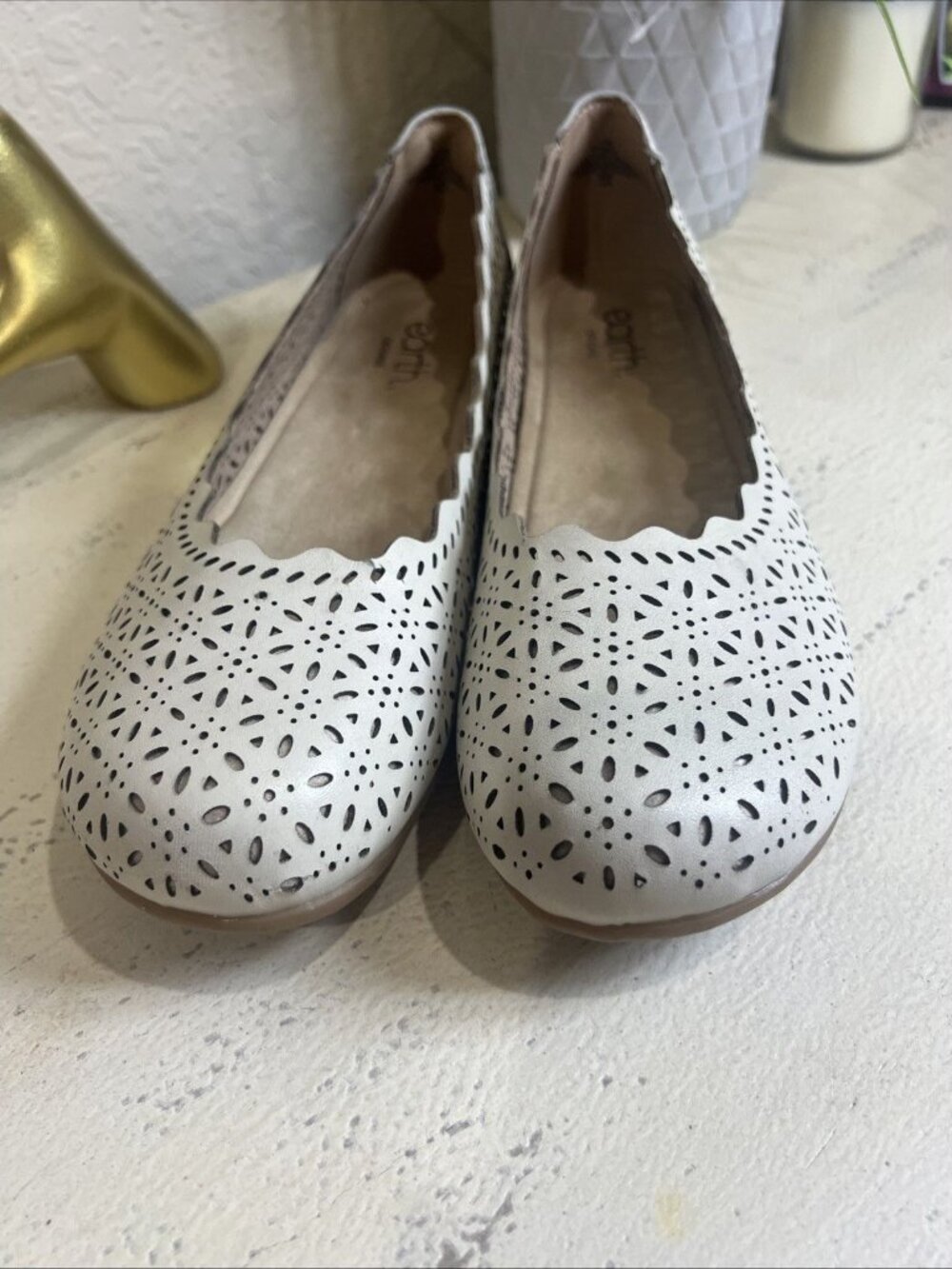 Earth Origins Geometric Ivory Slip-On Shoes Women Size 10N - Picture 2 of 12